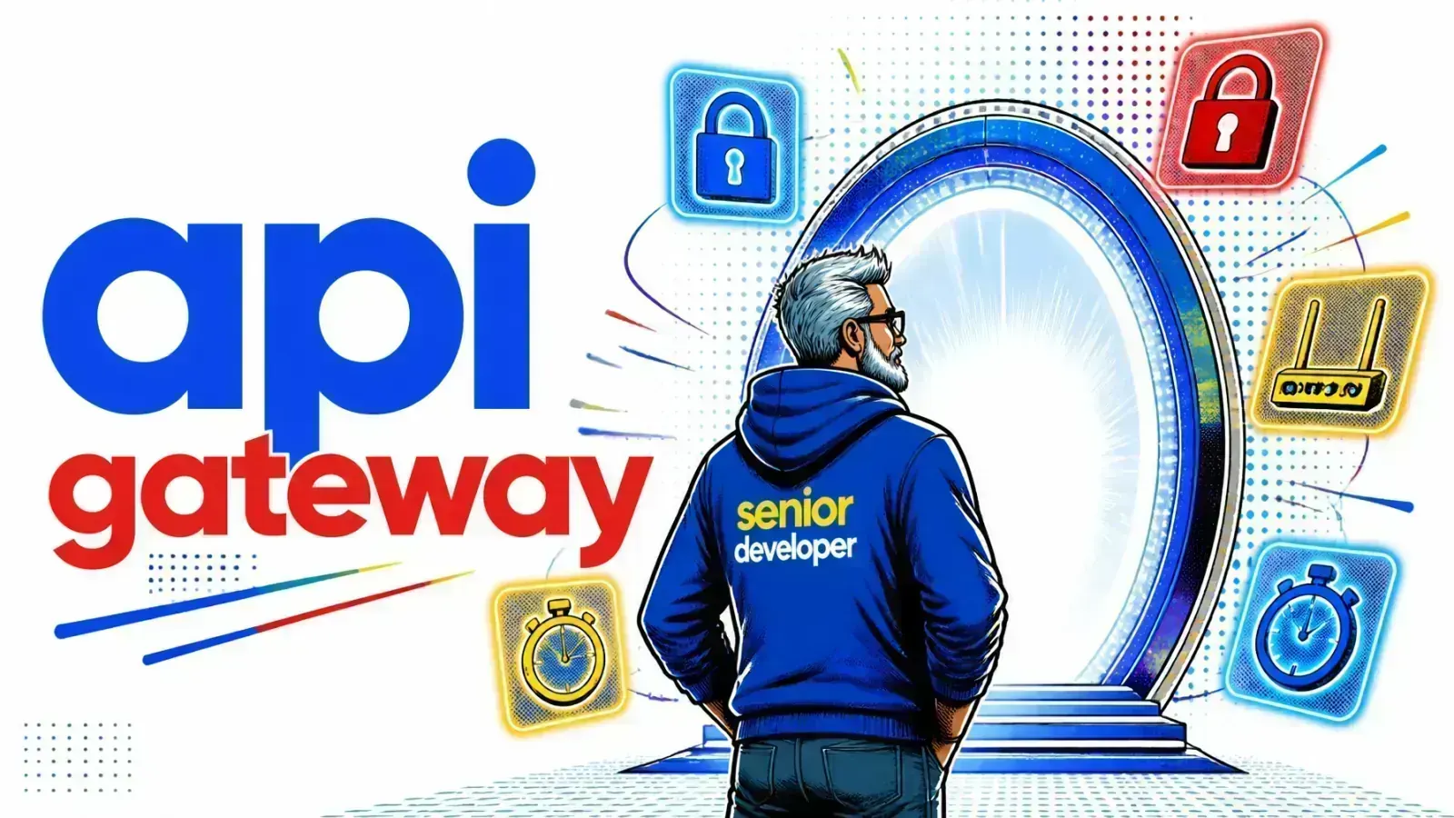 Stylized API gateway sitting in front of an AI inference stack